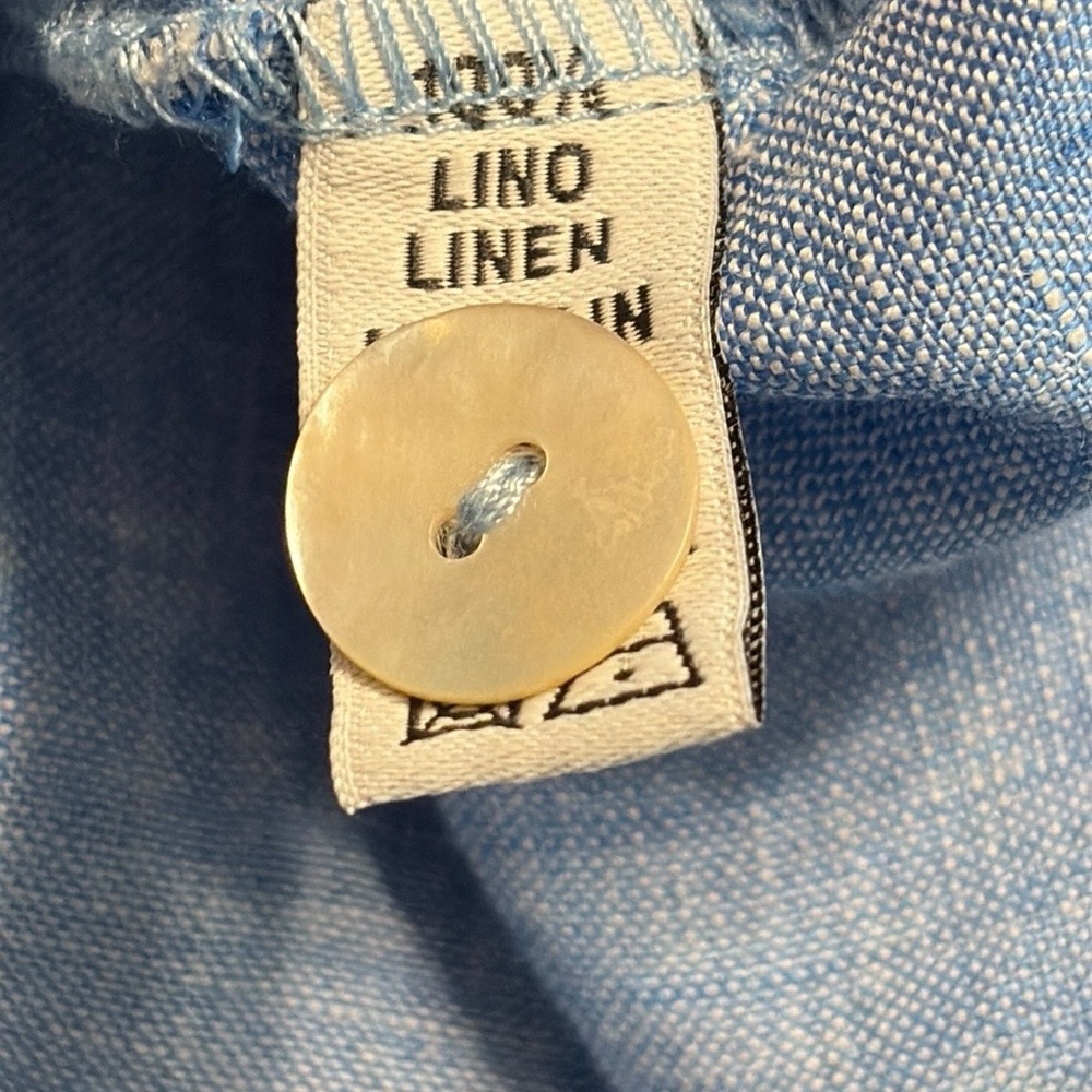 Angela Romano Amalfi Linen Shirtdress S Blue Coastal Made in Italy Old Money - Picture 10 of 11